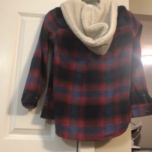 AE boyfriend hoodie flannel with wool hood